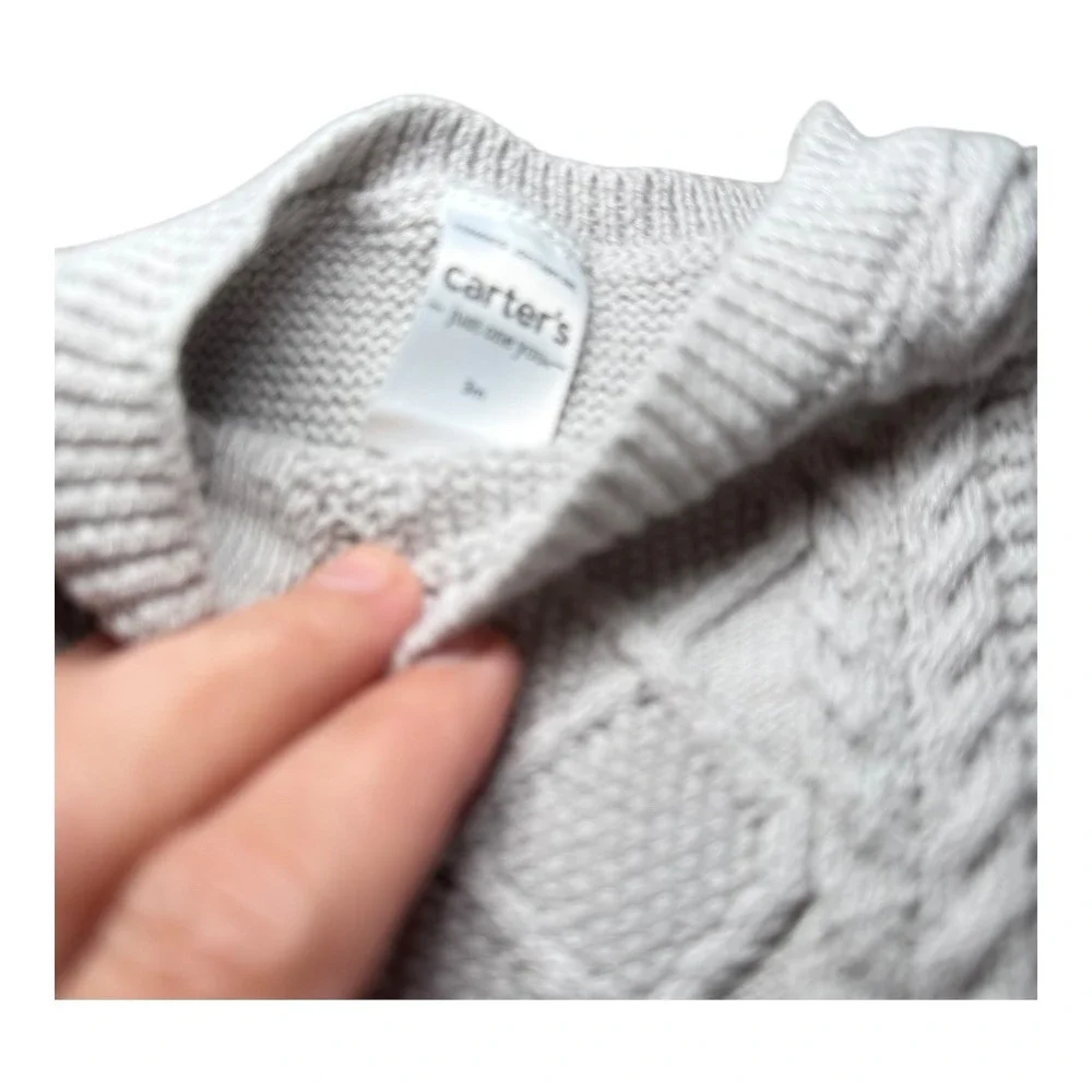 Cottagecore Carter's Just One You Sweater Set 3M Gray Cable Knit 2‎ Piece Outfit